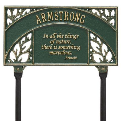 Aristotle Garden Green Dedication Plaque